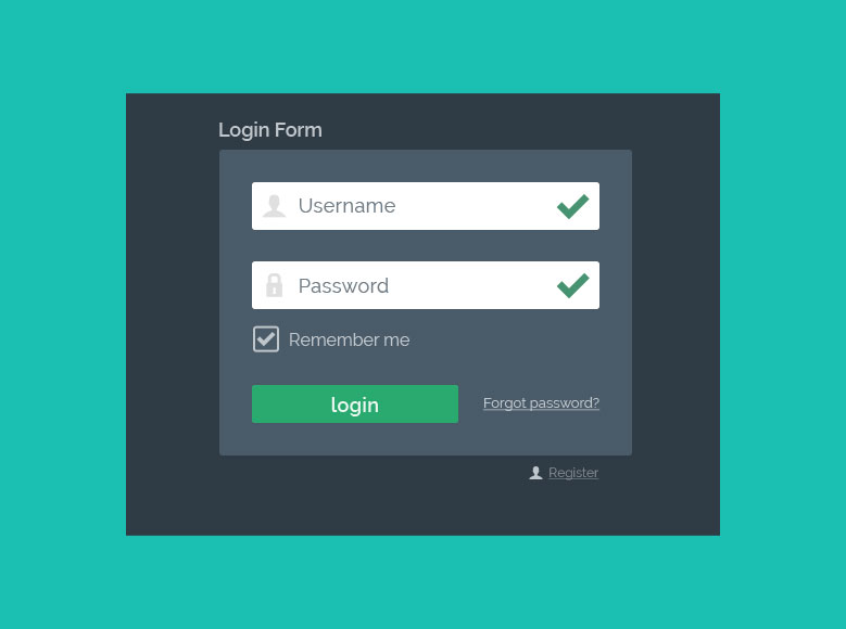 Flat Login Form PSD - Aktiv mit fehlerfreier Validierung