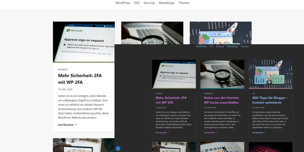 Der Dark Mode einer Website